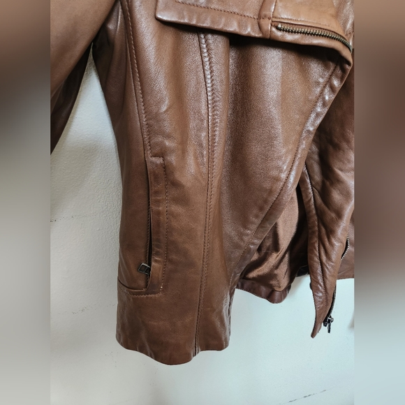 Blink Brown Leather Jacket XS - Picture 2 of 9
